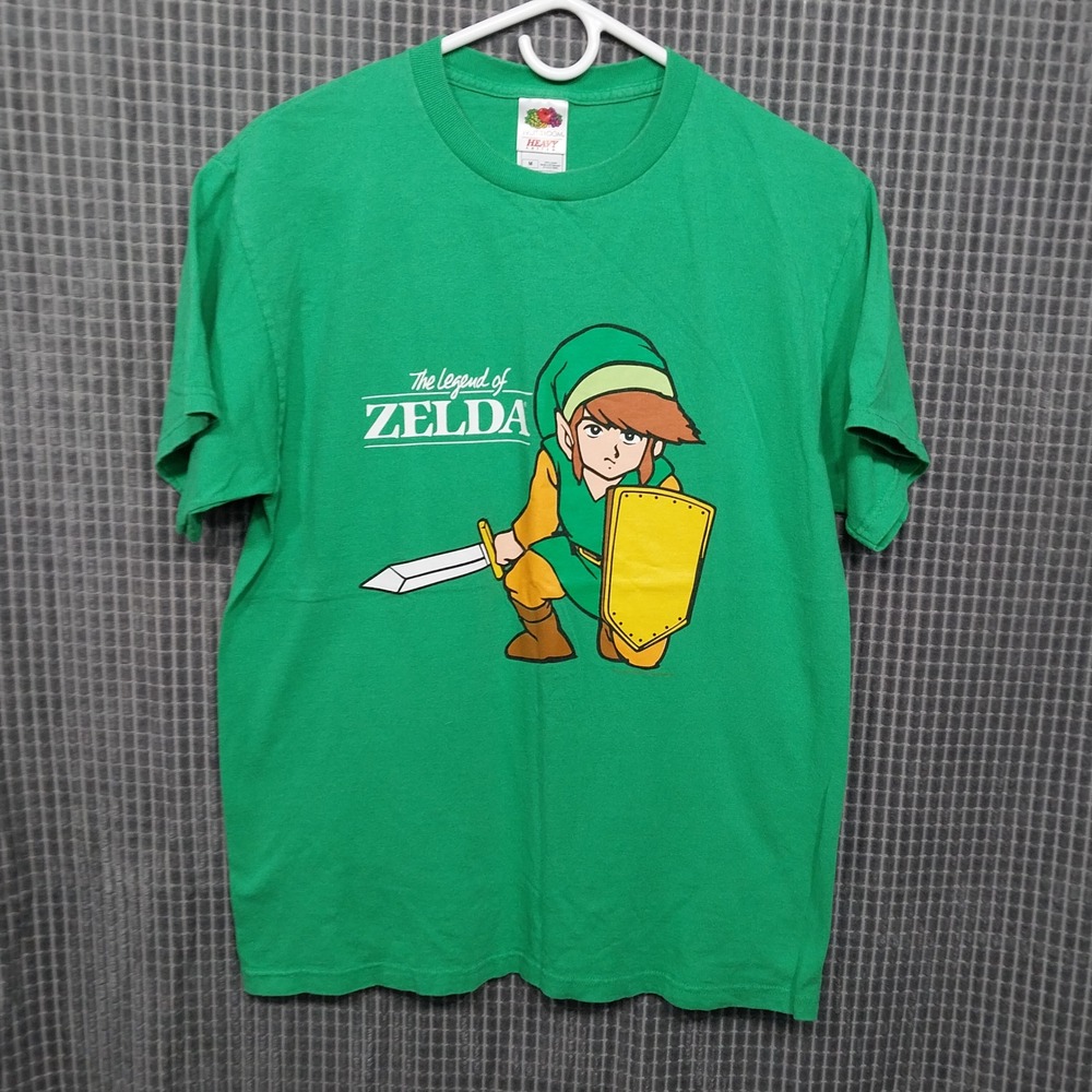 Legend of Zelda Graphic Tee Fruit of the Loom Mens Medium Green